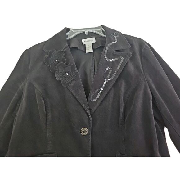 West Pacific ~Woman Size L~ Brown Velvet Embellished Blazer Jacket Unlined. - Picture 9 of 16